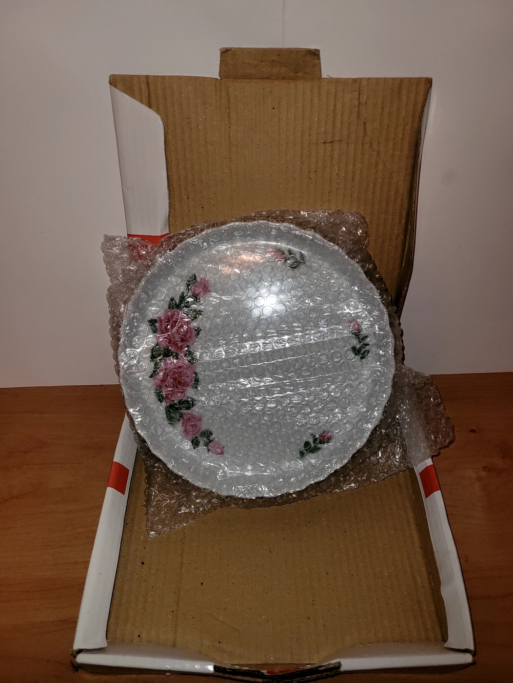 Floral Pink Rose Ceramic Plate